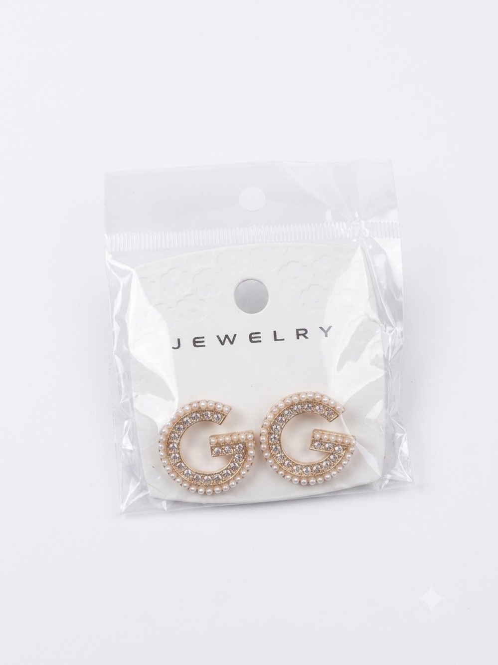 Fashion Gold Crystal and faux pearl 'G' Logo Stud Earrings - Jewelry, NEW